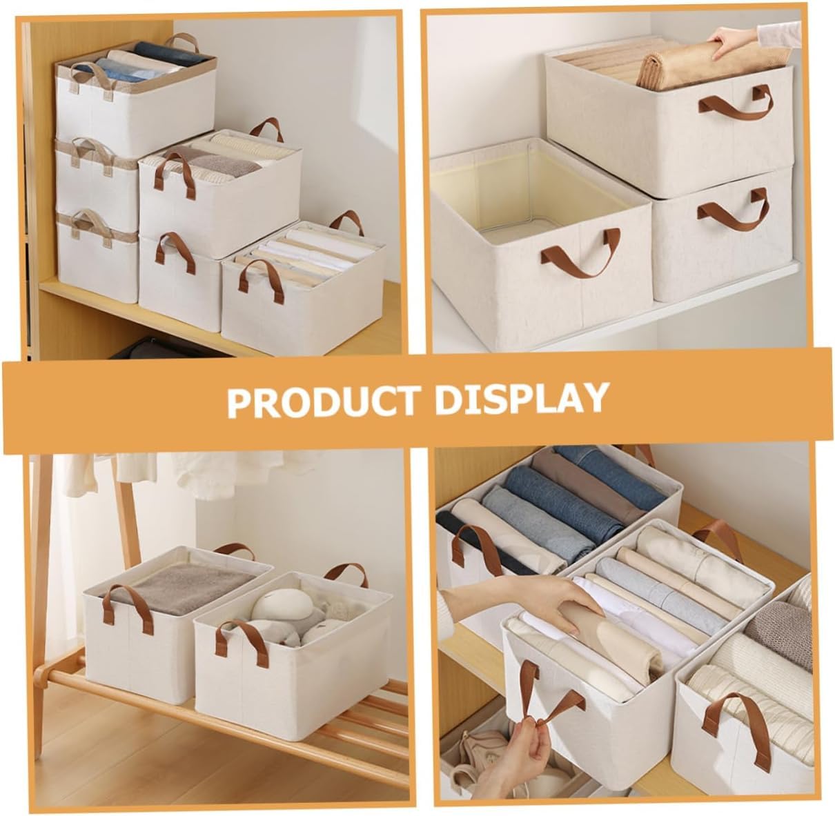 Renva 6Pcs Collapsible Fabric Storage Cubes Organizer With Handles Foldable Storage Baskets For Organizing Toys, Books, Shelves,